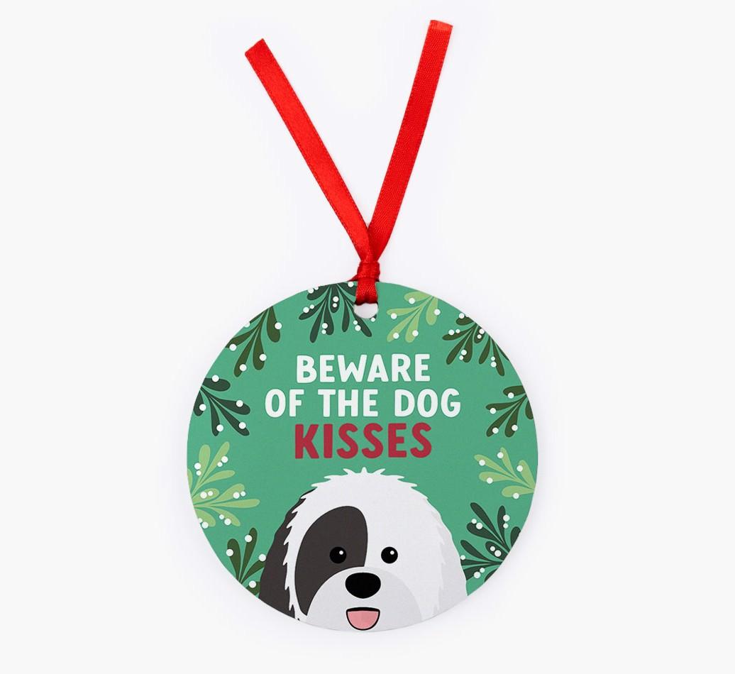 Beware Of The Dog Kisses: Personalized {breedFullName} Christmas Decoration