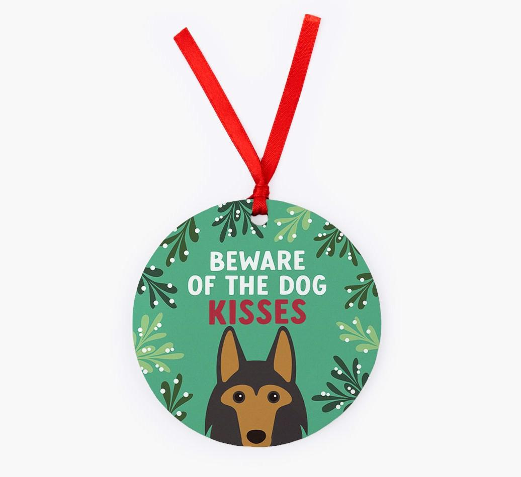 Beware Of The Dog Kisses: Personalized {breedFullName} Christmas Decoration