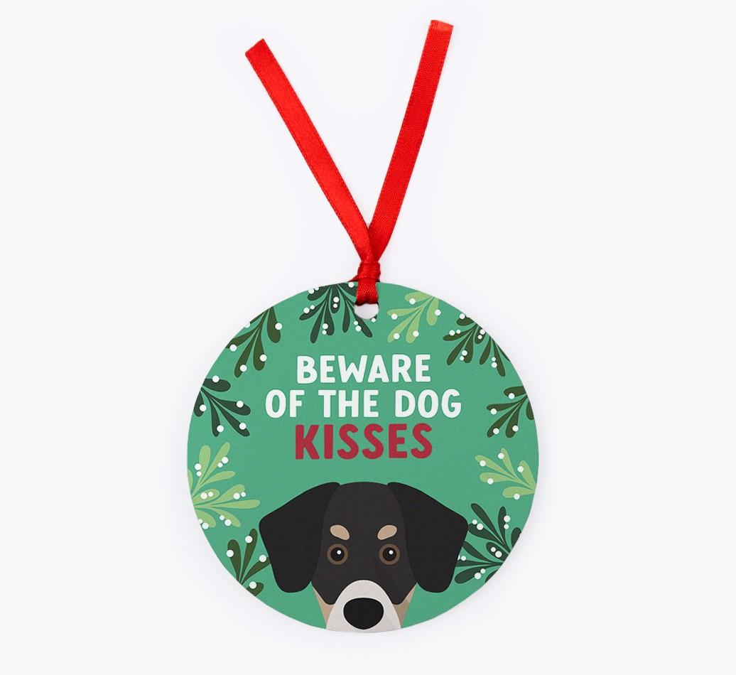 Beware Of The Dog Kisses: Personalized {breedFullName} Christmas Decoration