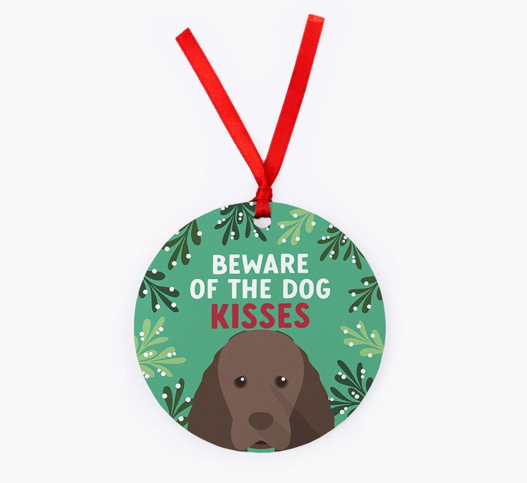 Beware Of The Dog Kisses: Personalized {breedFullName} Christmas Decoration