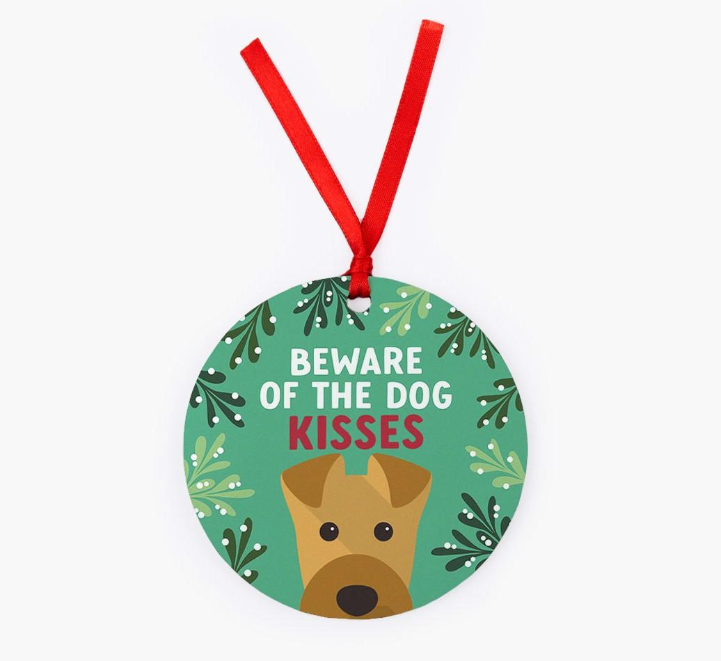 Beware Of The Dog Kisses: Personalized {breedFullName} Christmas Decoration