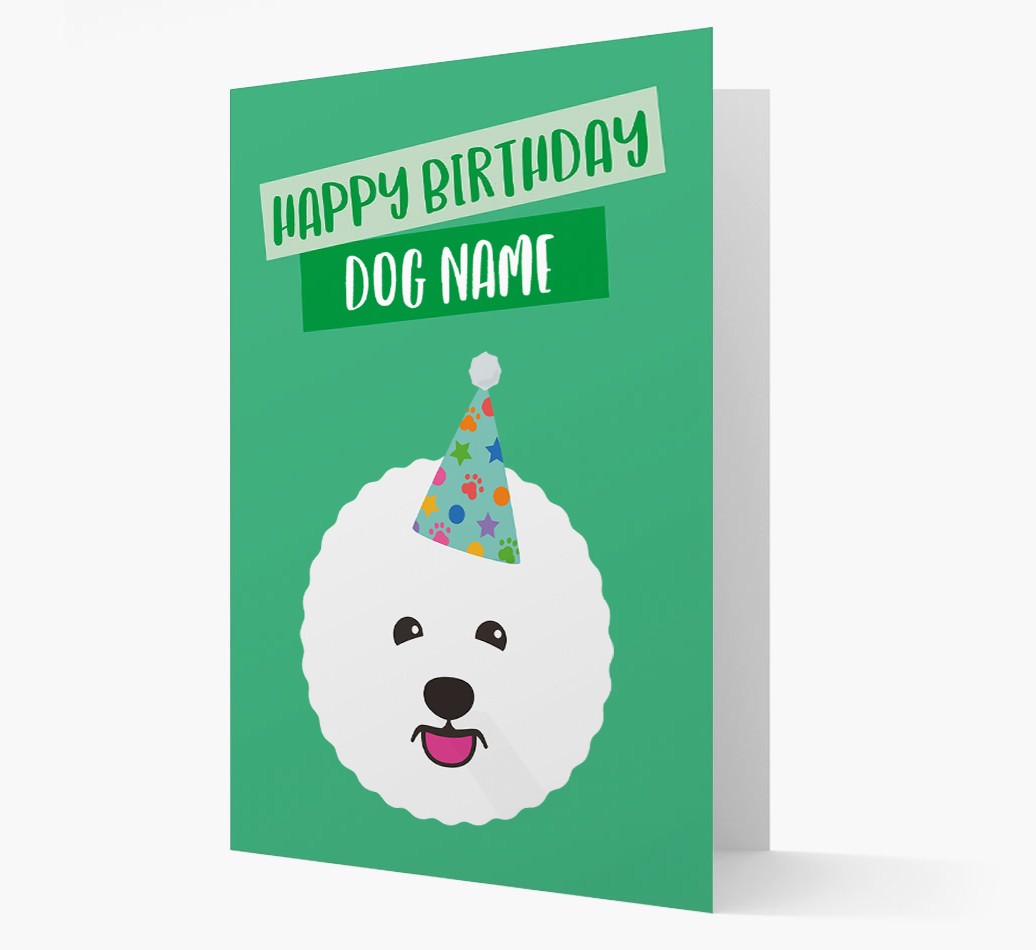 Personalised 'Happy Birthday {dogsName}' Card with {breedCommonName} Icon
