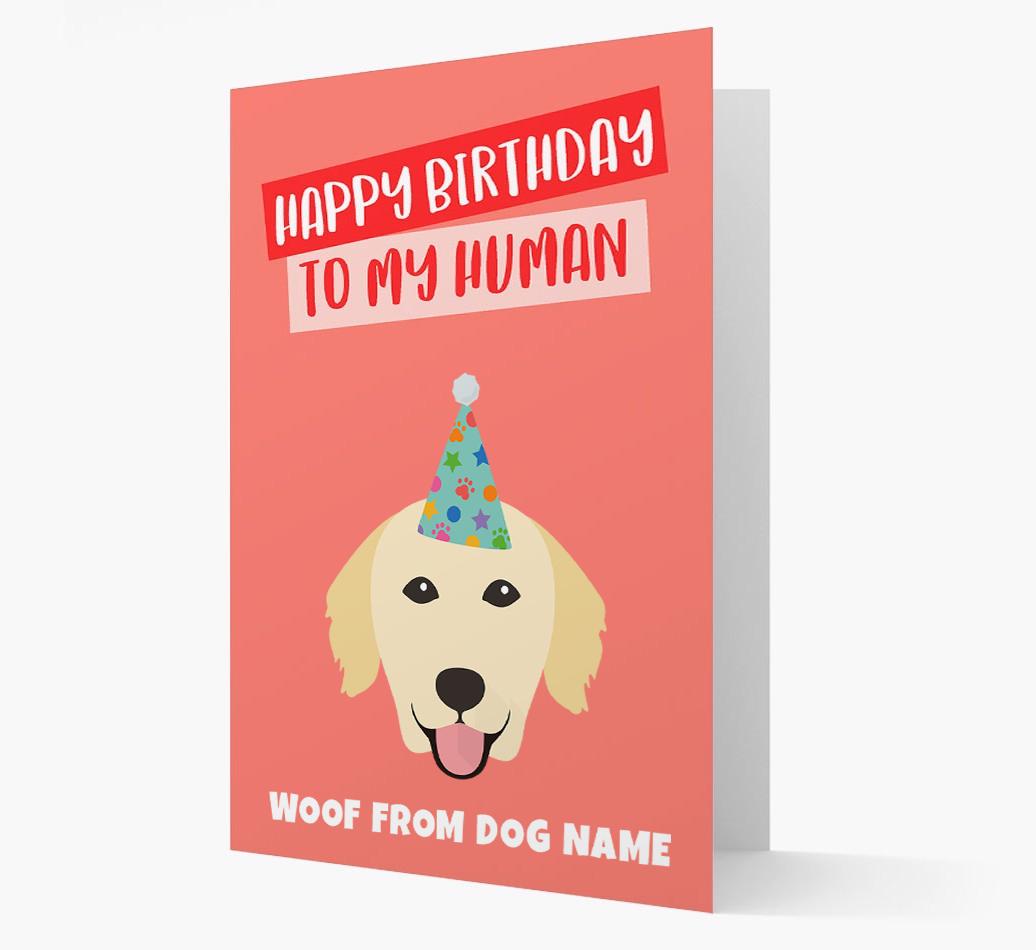 Personalized 'Happy Birthday To My Human' Card with {breedCommonName} Icon