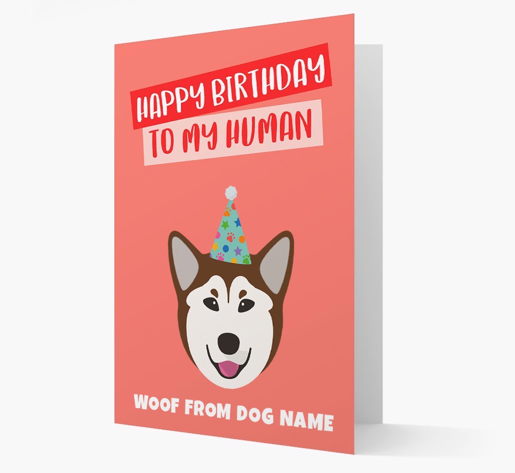Personalized 'Happy Birthday To My Human' Card with {breedCommonName} Icon
