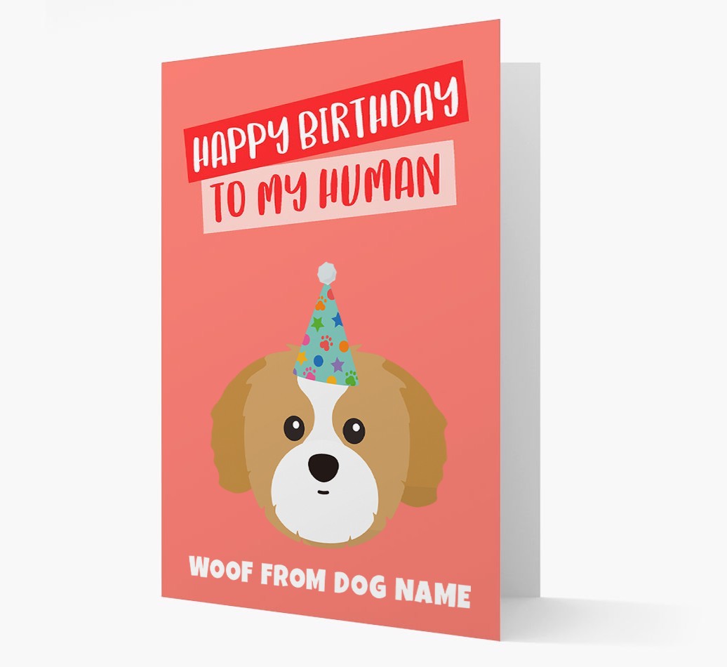 Personalized 'Happy Birthday To My Human' Card with {breedCommonName} Icon