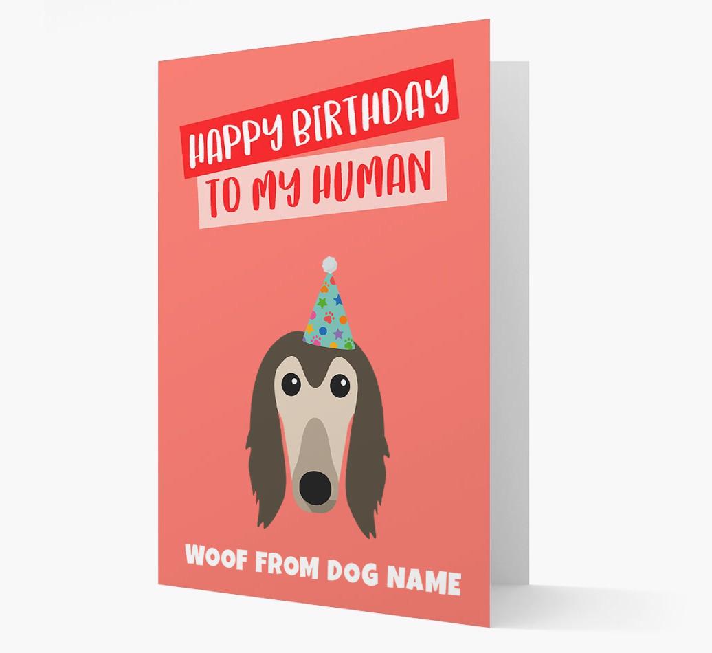 Personalized 'Happy Birthday To My Human' Card with {breedCommonName} Icon