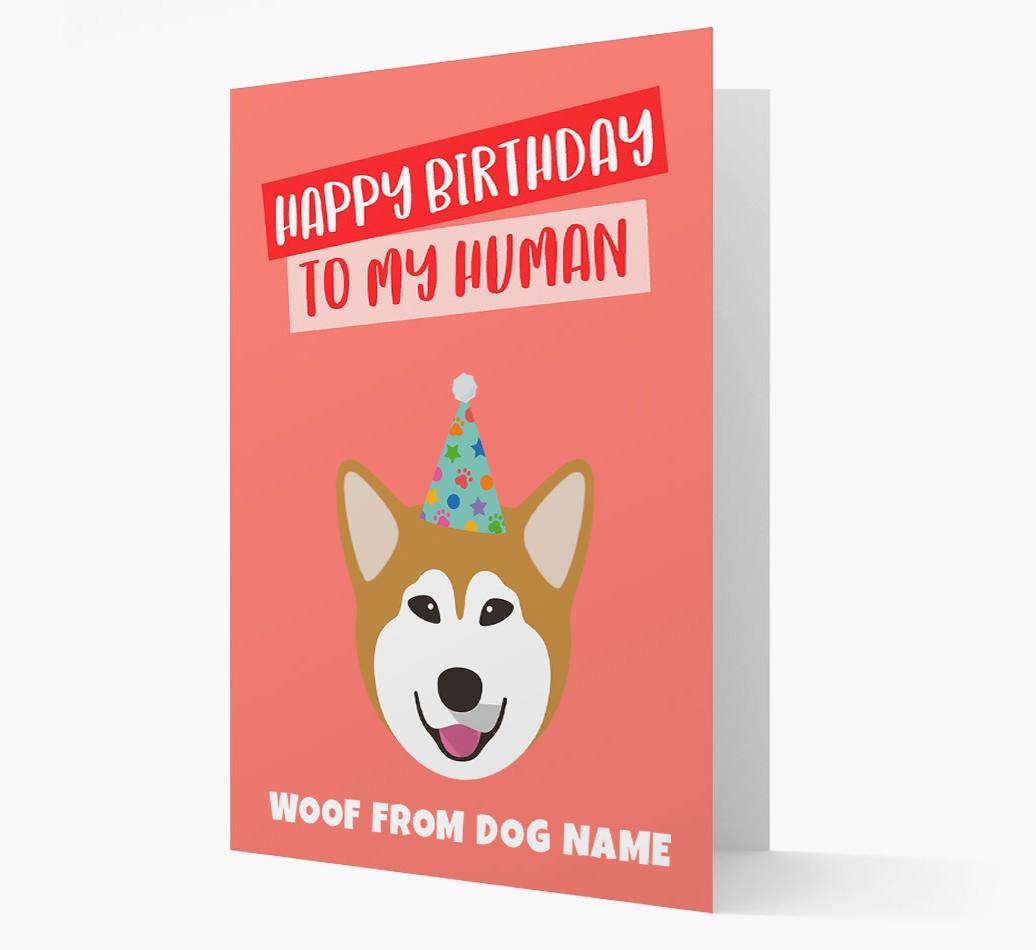 Personalized 'Happy Birthday To My Human' Card with {breedCommonName} Icon