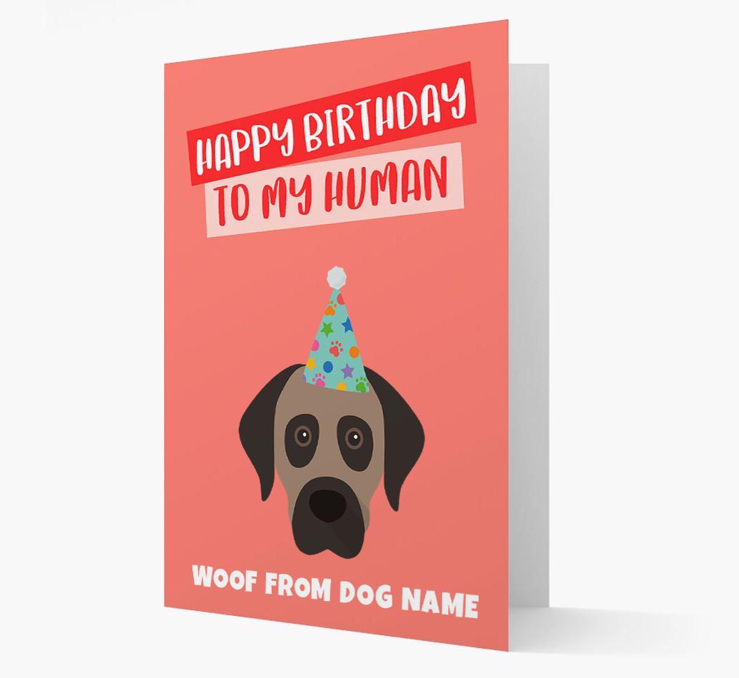 Personalized 'Happy Birthday To My Human' Card with {breedCommonName} Icon