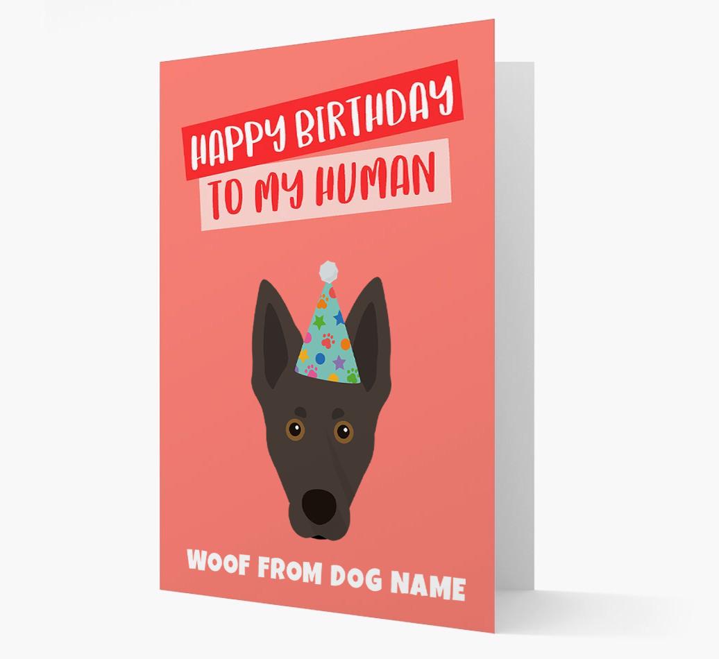 Personalized 'Happy Birthday To My Human' Card with {breedCommonName} Icon