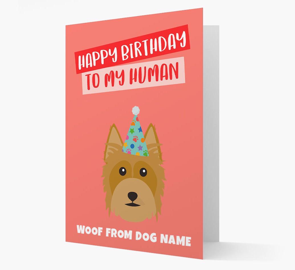 Personalized 'Happy Birthday To My Human' Card with {breedCommonName} Icon