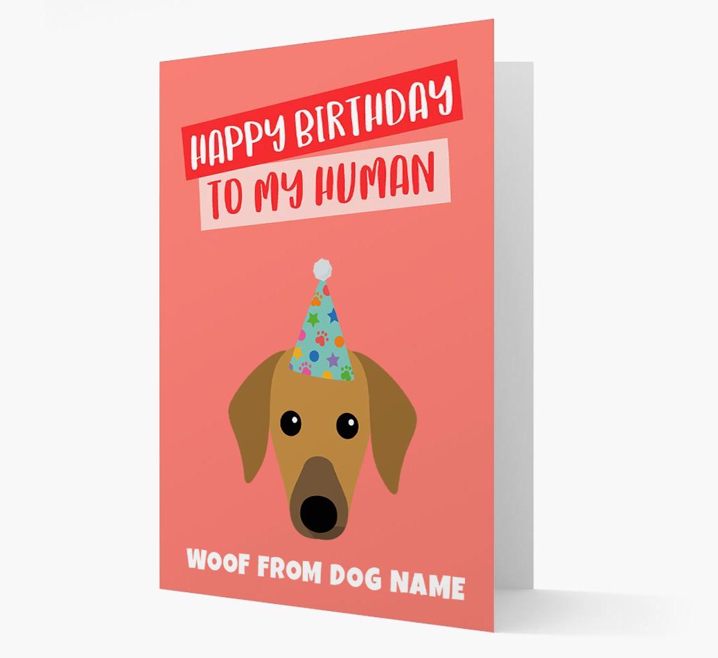 Personalized 'Happy Birthday To My Human' Card with {breedCommonName} Icon