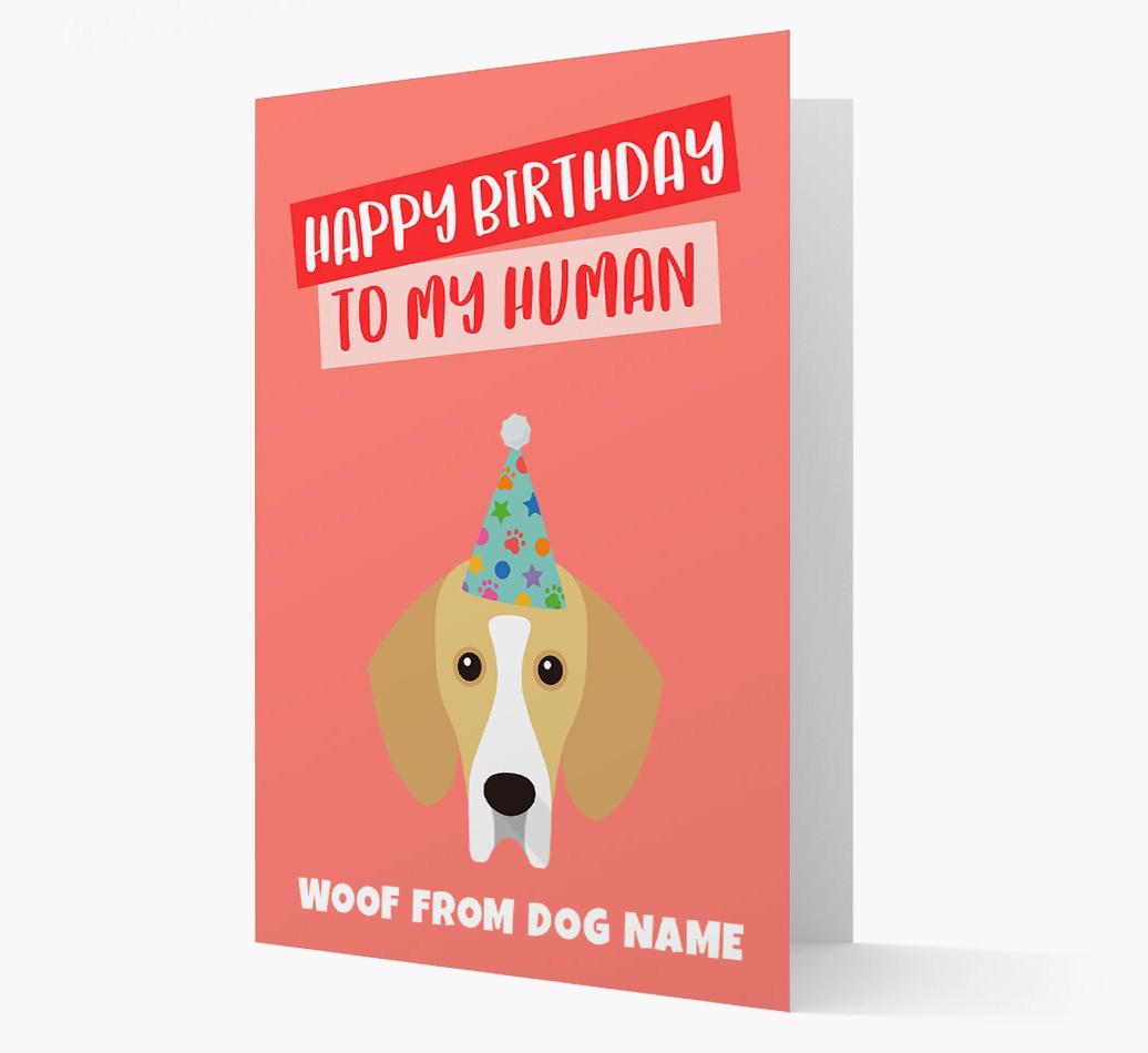 Personalized 'Happy Birthday To My Human' Card with {breedCommonName} Icon