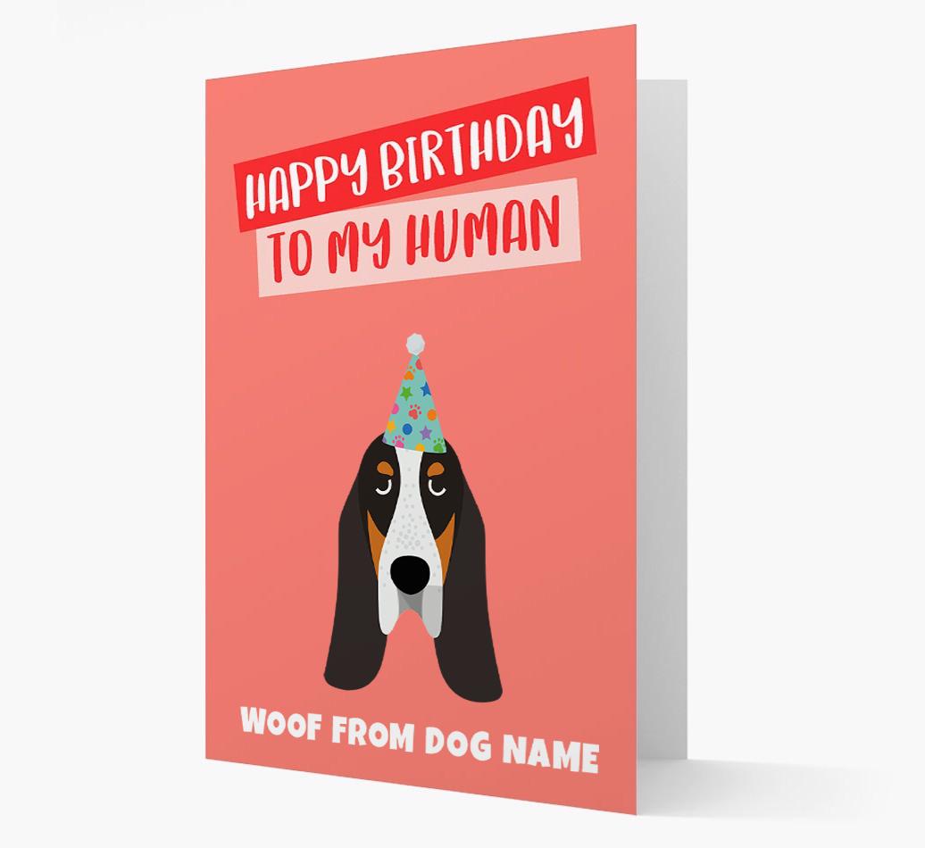 Personalized 'Happy Birthday To My Human' Card with {breedCommonName} Icon