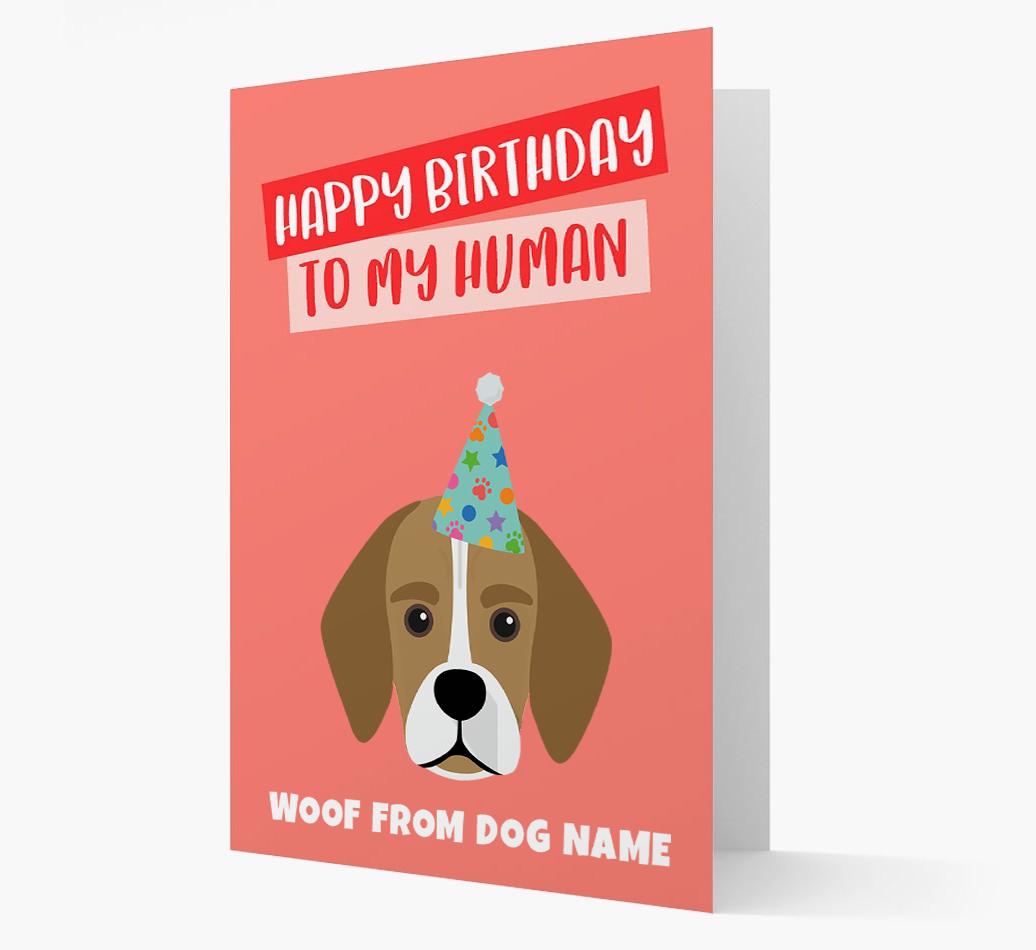 Personalized 'Happy Birthday To My Human' Card with {breedCommonName} Icon