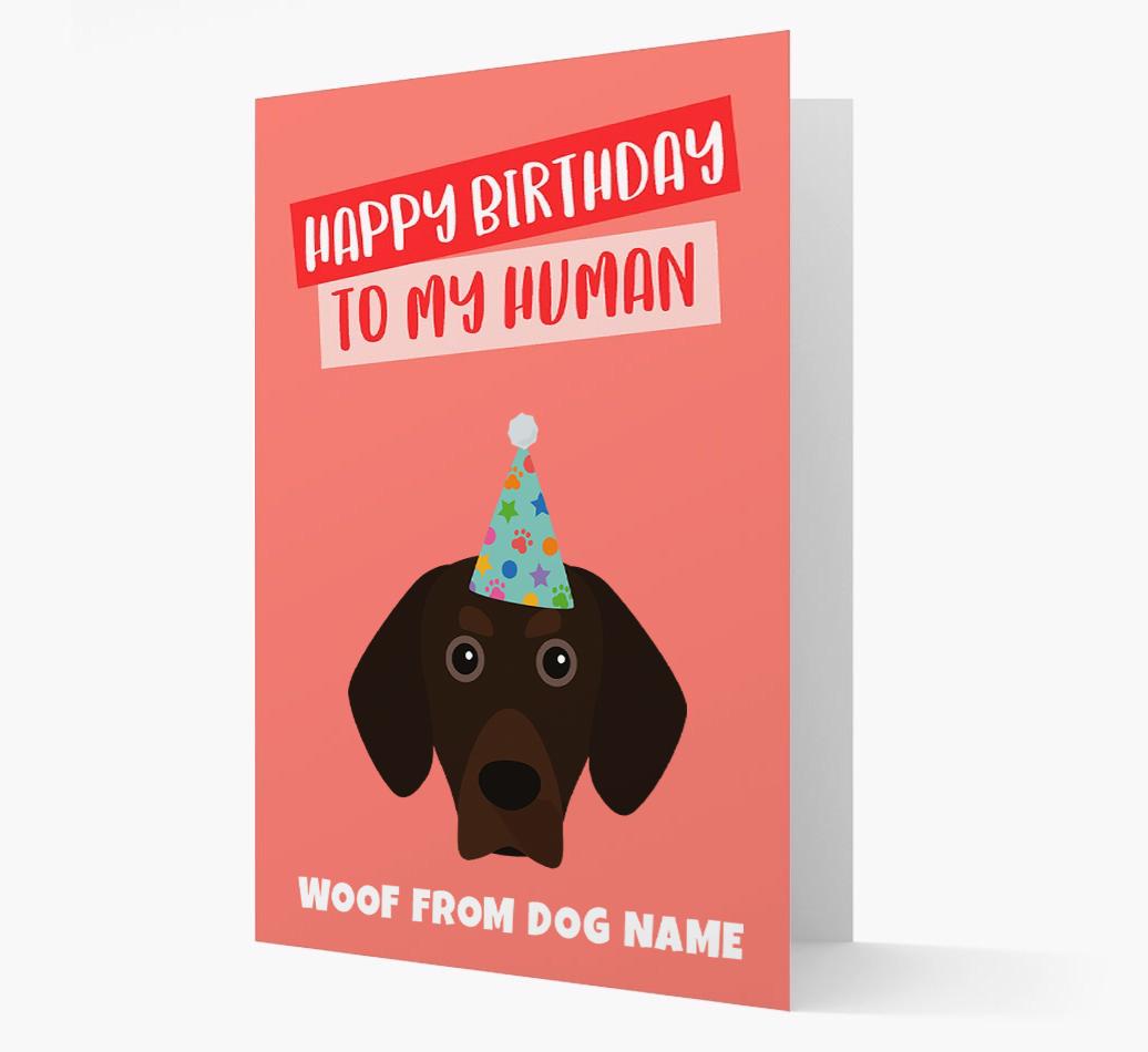 Personalized 'Happy Birthday To My Human' Card with {breedCommonName} Icon