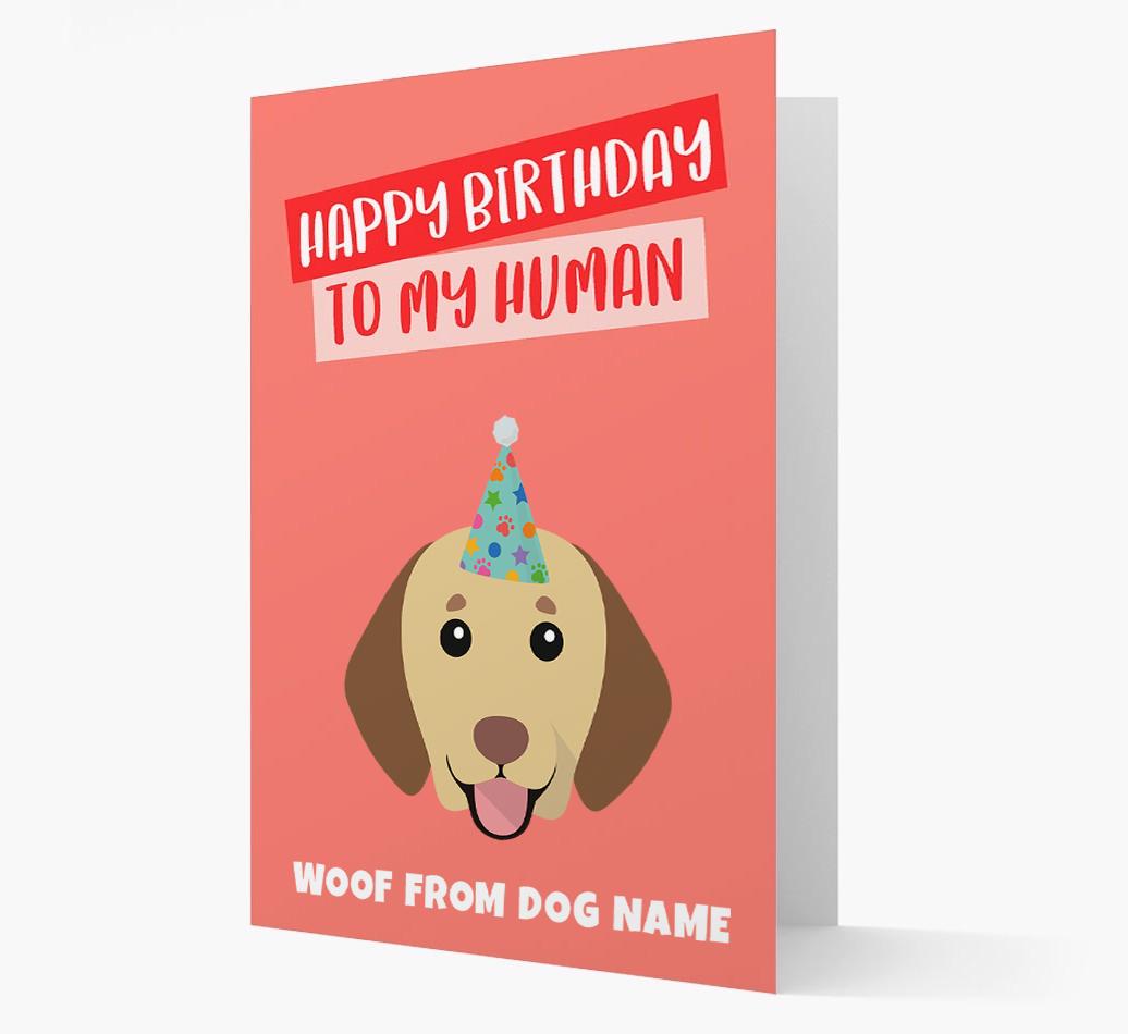 Personalized 'Happy Birthday To My Human' Card with {breedCommonName} Icon