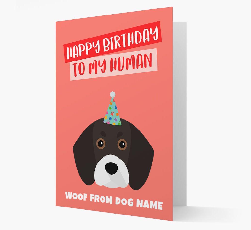 Personalized 'Happy Birthday To My Human' Card with {breedCommonName} Icon