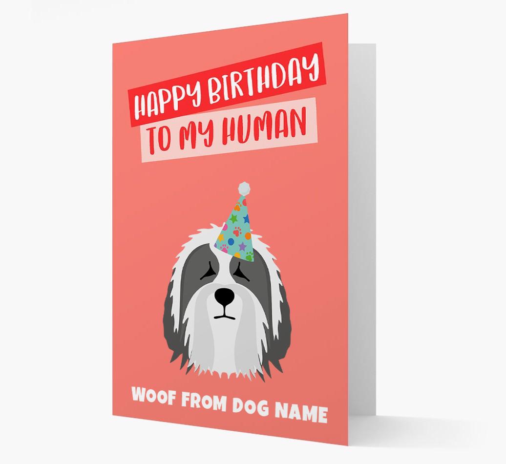 Personalized 'Happy Birthday To My Human' Card with {breedCommonName} Icon