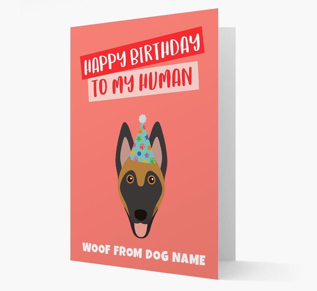 Personalized 'Happy Birthday To My Human' Card with {breedCommonName} Icon