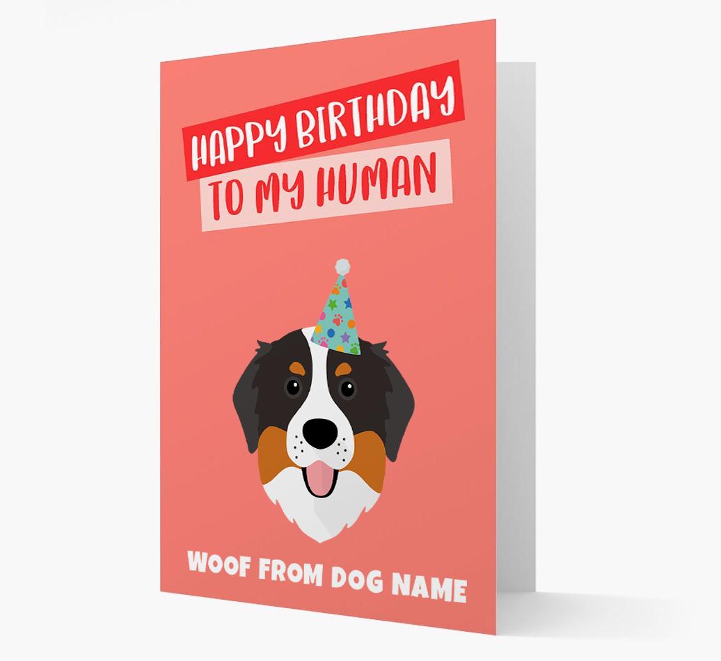 Personalized 'Happy Birthday To My Human' Card with {breedCommonName} Icon