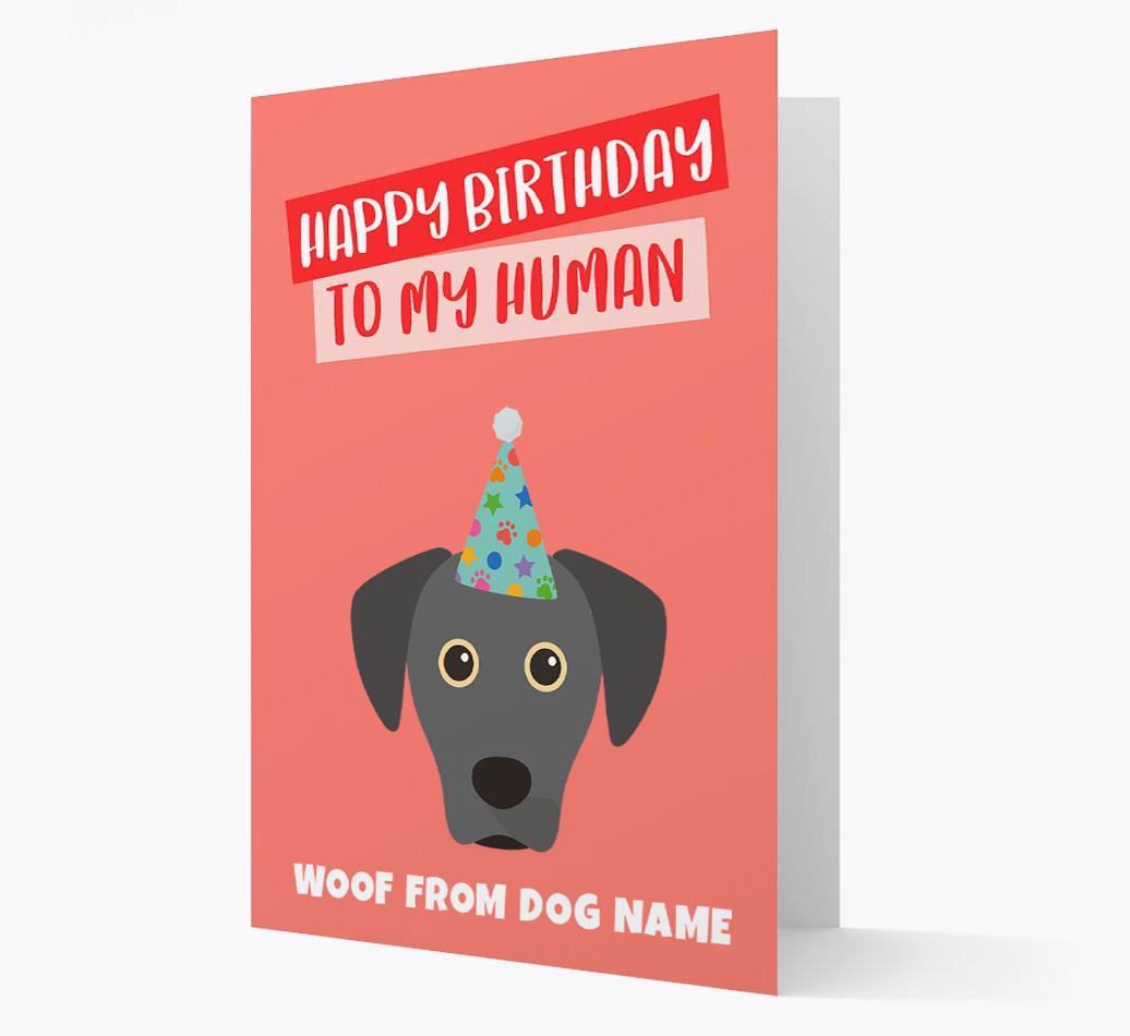 Personalized 'Happy Birthday To My Human' Card with {breedCommonName} Icon
