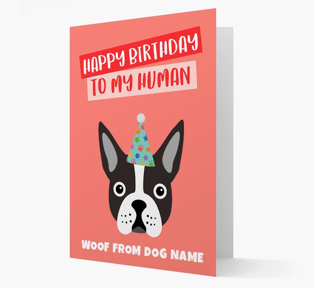 Personalized 'Happy Birthday To My Human' Card with {breedCommonName} Icon