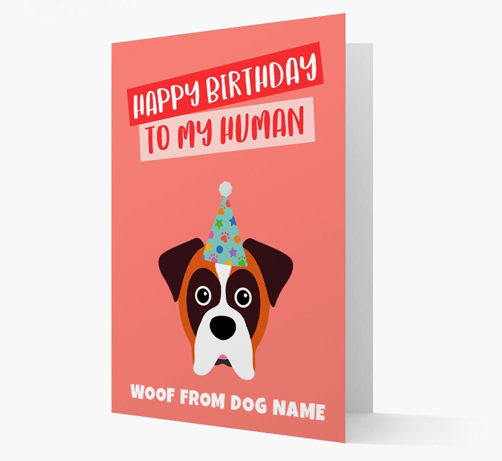 Personalized 'Happy Birthday To My Human' Card with {breedCommonName} Icon