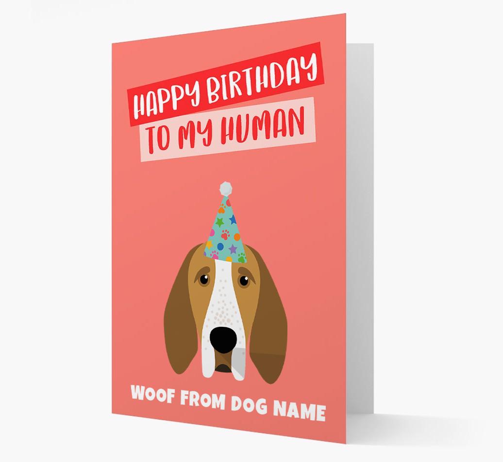 Personalized 'Happy Birthday To My Human' Card with {breedCommonName} Icon