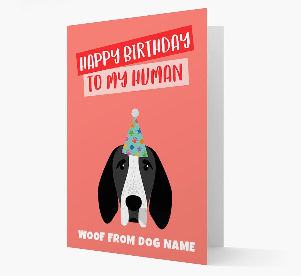 Personalized 'Happy Birthday To My Human' Card with {breedCommonName} Icon