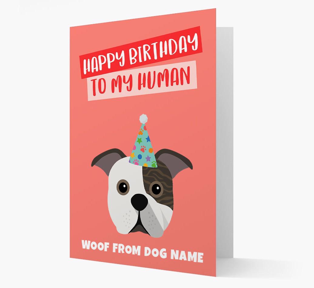 Personalized 'Happy Birthday To My Human' Card with {breedCommonName} Icon