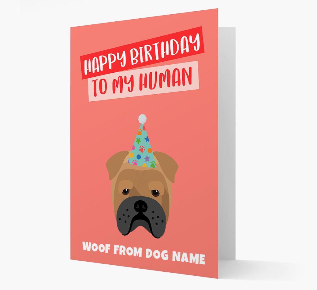 Personalized 'Happy Birthday To My Human' Card with {breedCommonName} Icon
