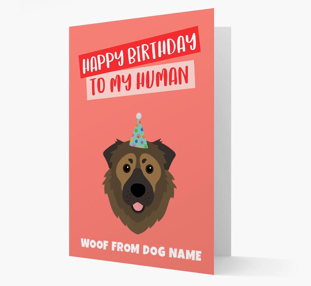 Personalized 'Happy Birthday To My Human' Card with {breedCommonName} Icon