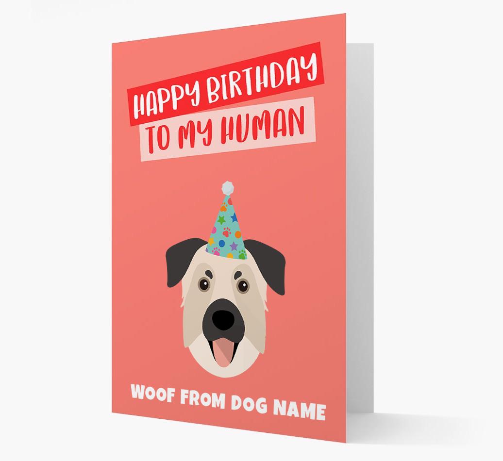 Personalized 'Happy Birthday To My Human' Card with {breedCommonName} Icon
