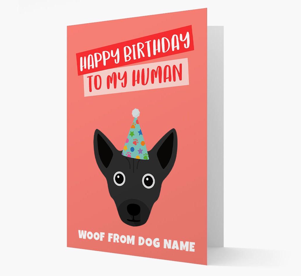 Personalized 'Happy Birthday To My Human' Card with {breedCommonName} Icon