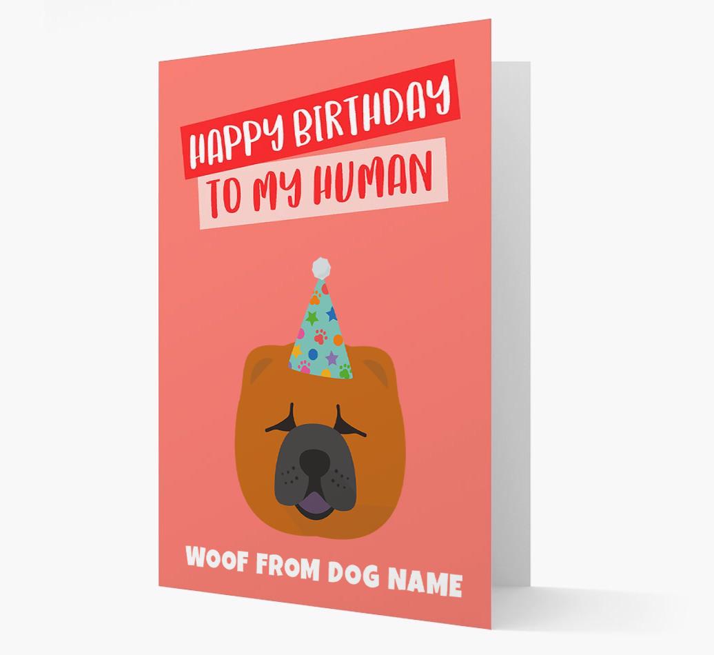 Personalized 'Happy Birthday To My Human' Card with {breedCommonName} Icon