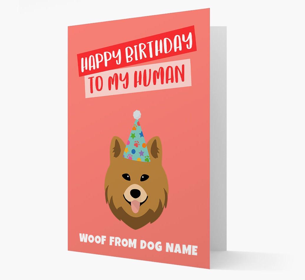 Personalized 'Happy Birthday To My Human' Card with {breedCommonName} Icon