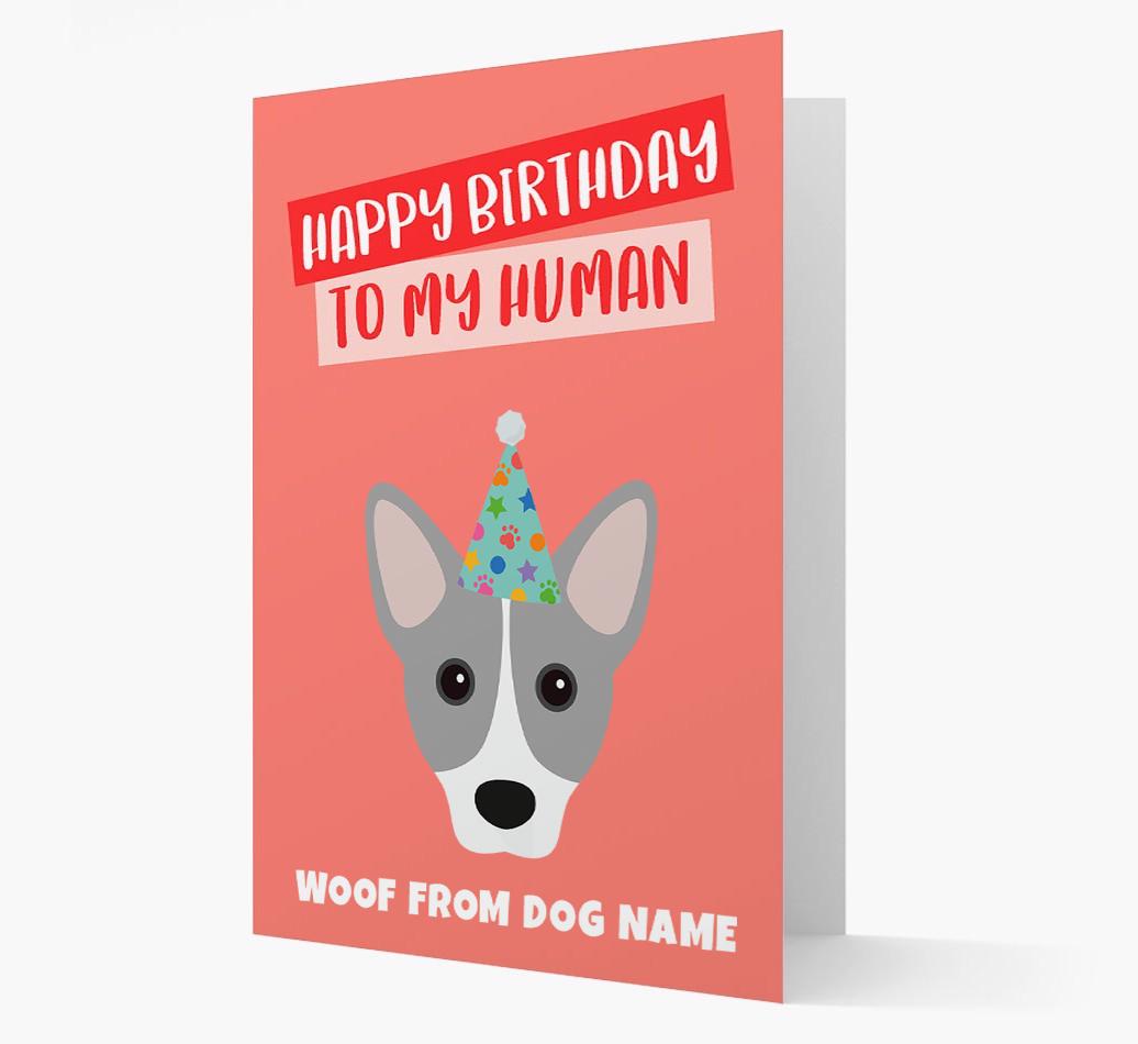 Personalized 'Happy Birthday To My Human' Card with {breedCommonName} Icon