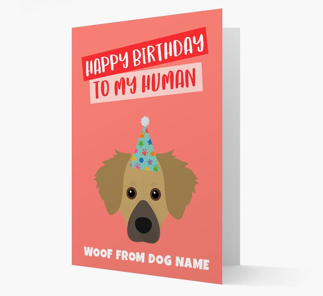 Personalized 'Happy Birthday To My Human' Card with {breedCommonName} Icon