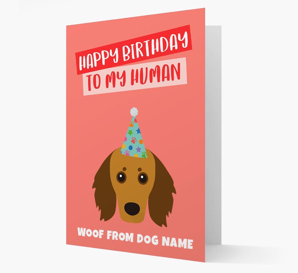 Personalized 'Happy Birthday To My Human' Card with {breedCommonName} Icon
