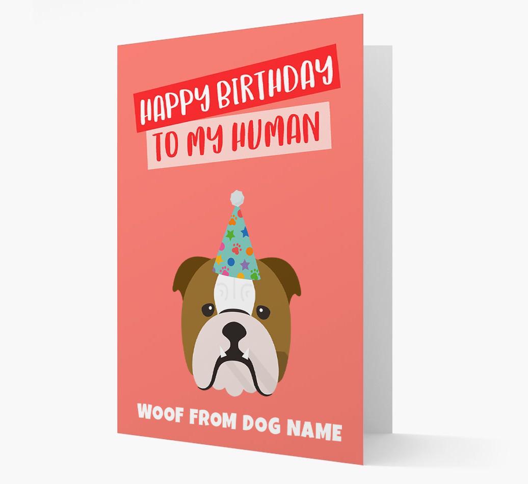 Personalized 'Happy Birthday To My Human' Card with {breedCommonName} Icon