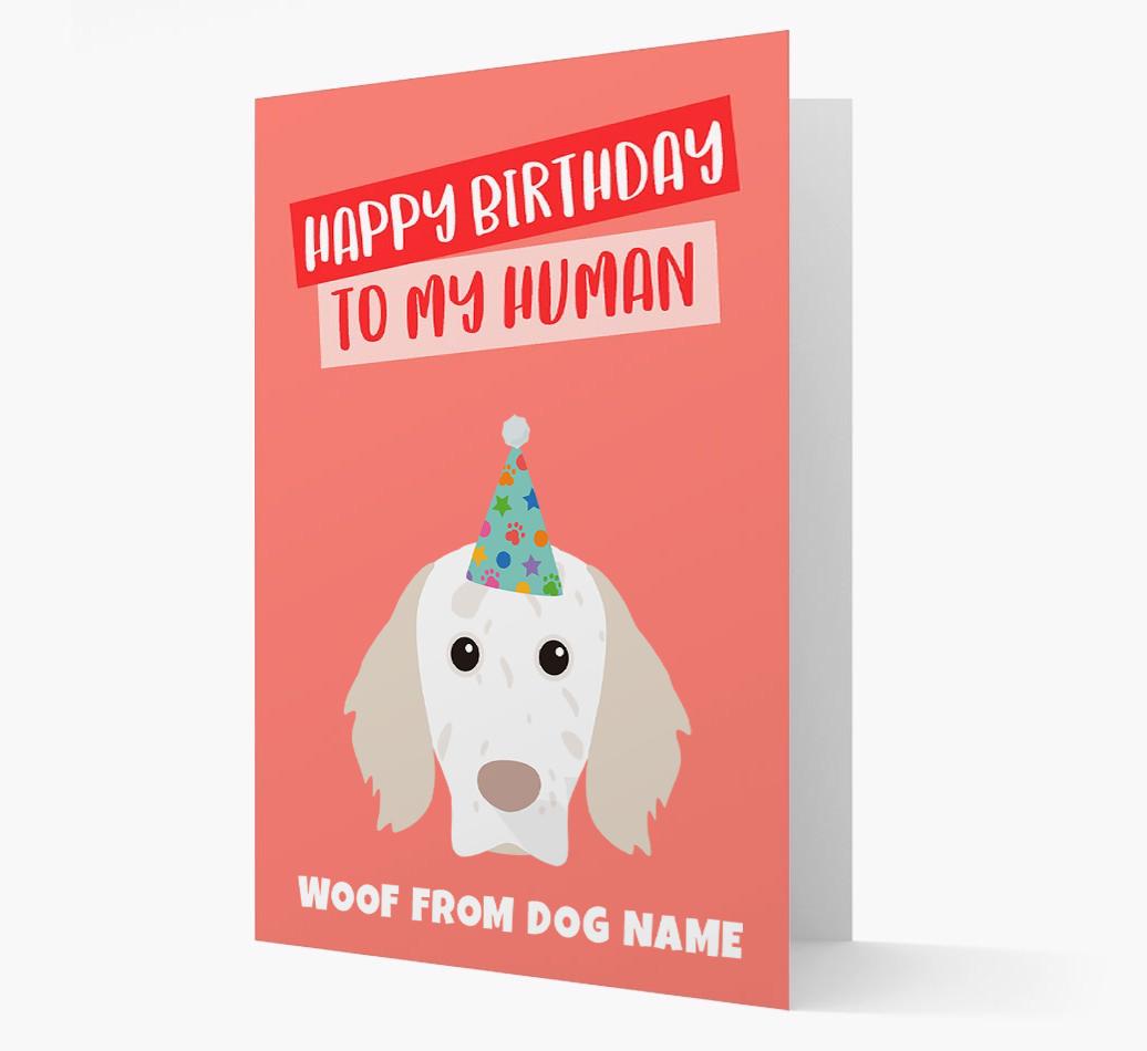 Personalized 'Happy Birthday To My Human' Card with {breedCommonName} Icon