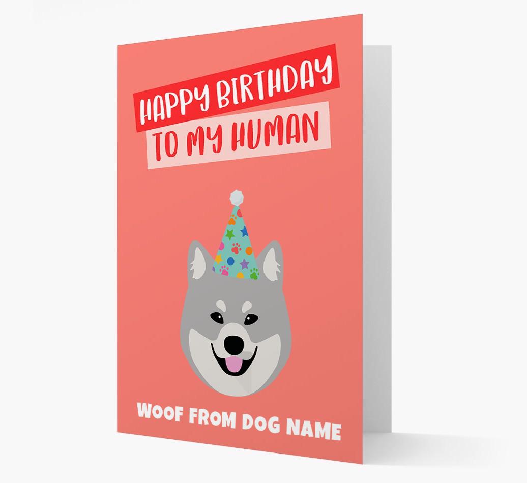 Personalized 'Happy Birthday To My Human' Card with {breedCommonName} Icon