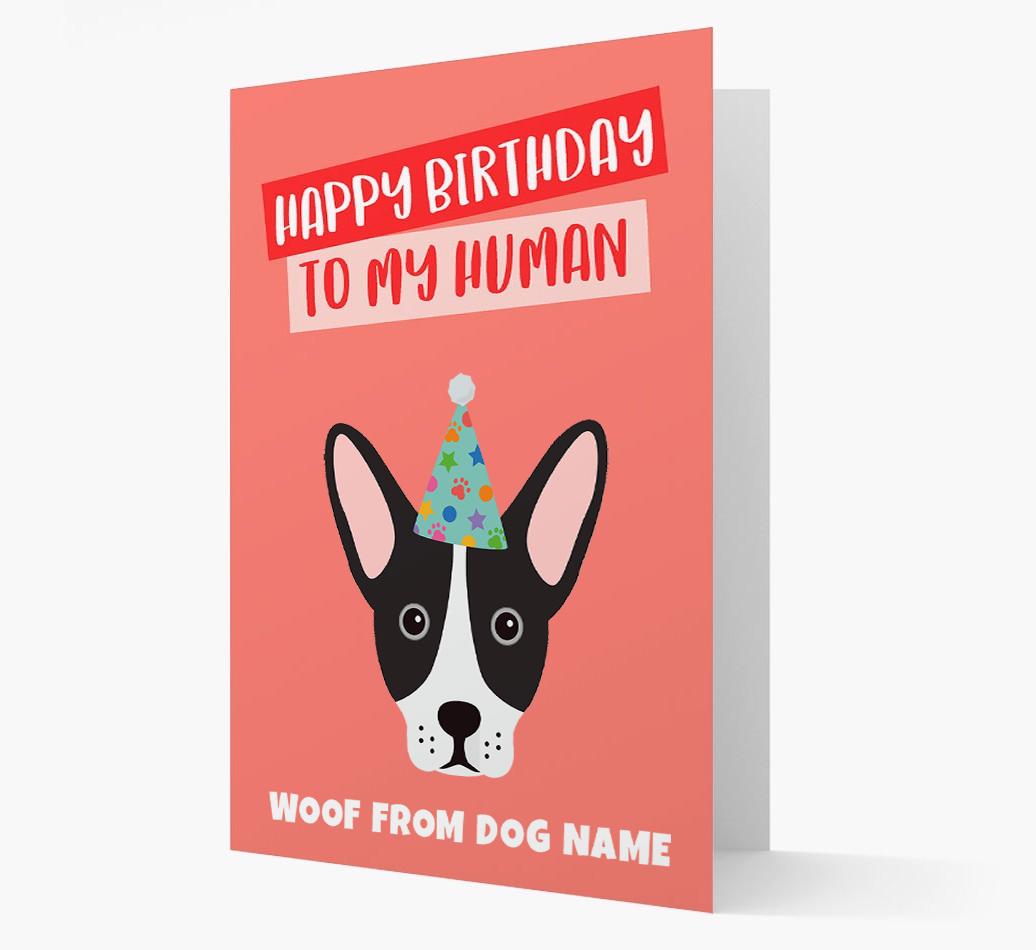 Personalized 'Happy Birthday To My Human' Card with {breedCommonName} Icon