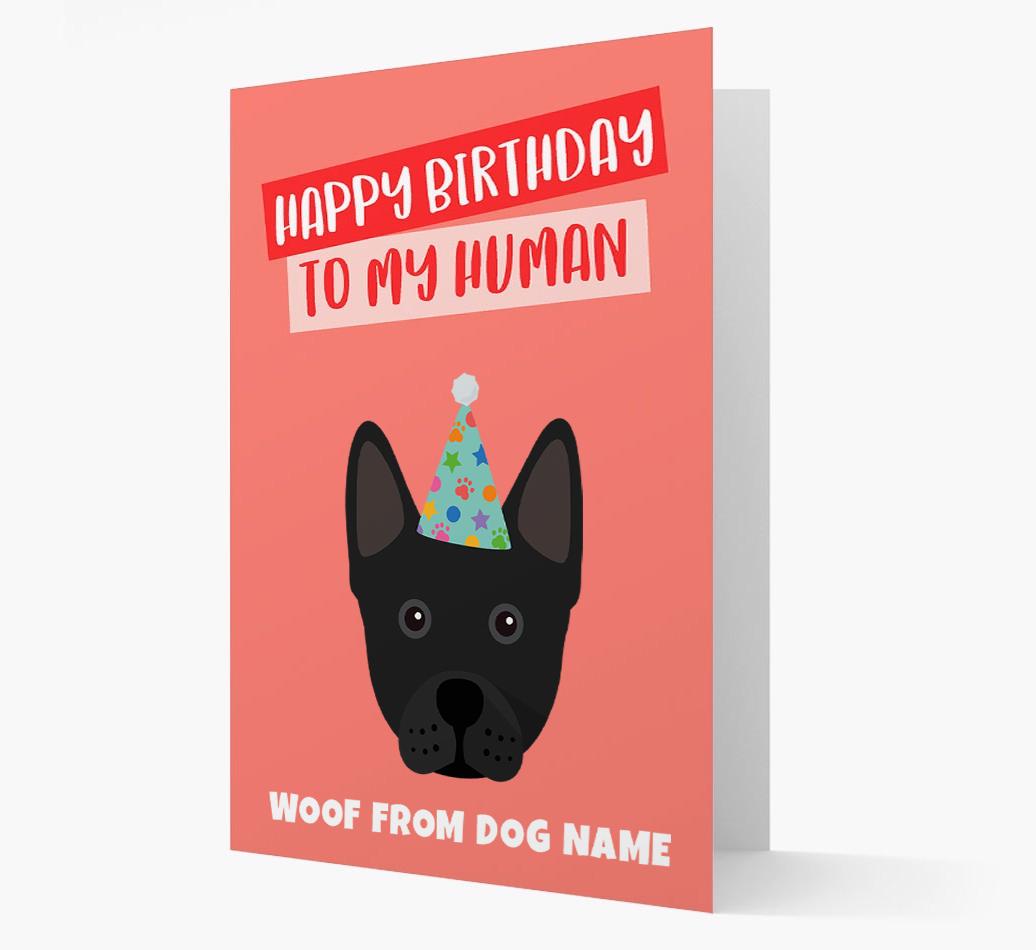 Personalized 'Happy Birthday To My Human' Card with {breedCommonName} Icon