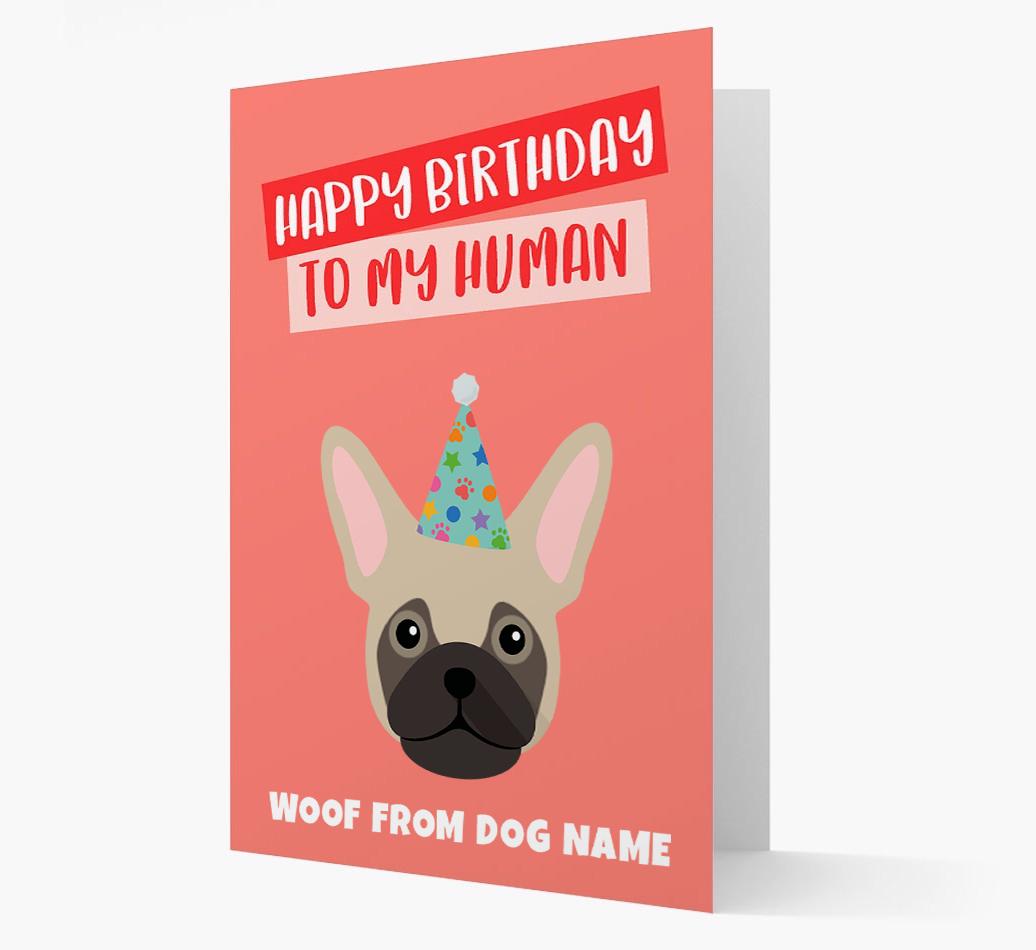 Personalized 'Happy Birthday To My Human' Card with {breedCommonName} Icon