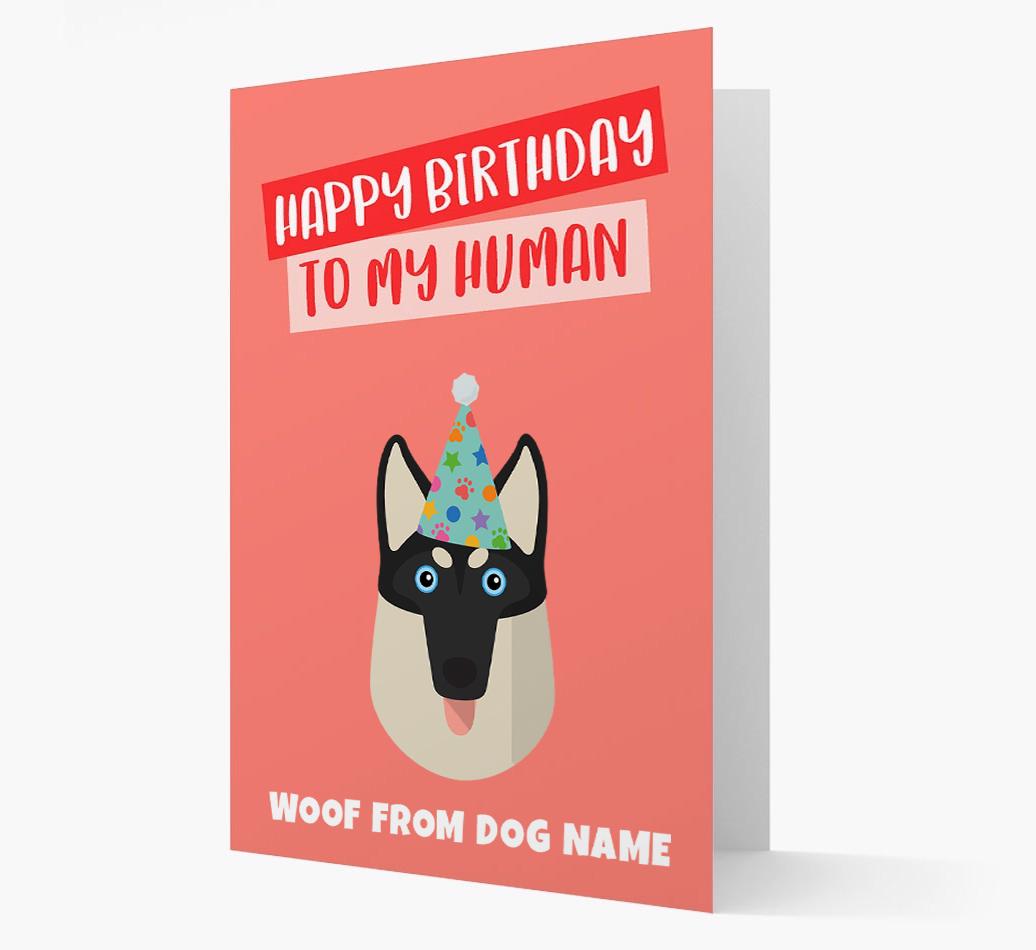 Personalized 'Happy Birthday To My Human' Card with {breedCommonName} Icon