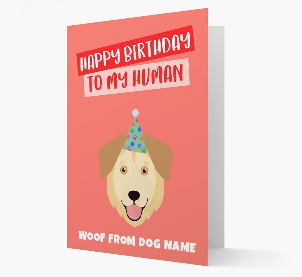 Personalized 'Happy Birthday To My Human' Card with {breedCommonName} Icon