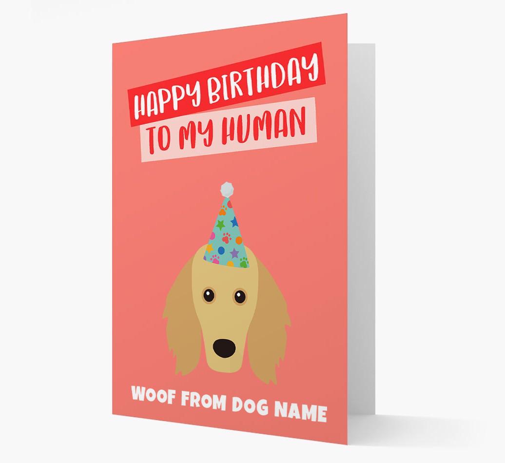 Personalized 'Happy Birthday To My Human' Card with {breedCommonName} Icon