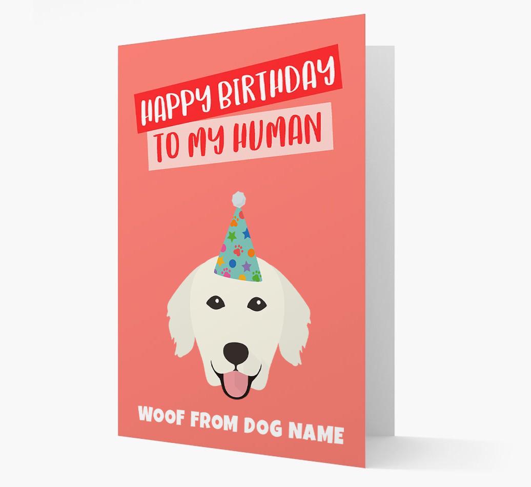 Personalized 'Happy Birthday To My Human' Card with {breedCommonName} Icon