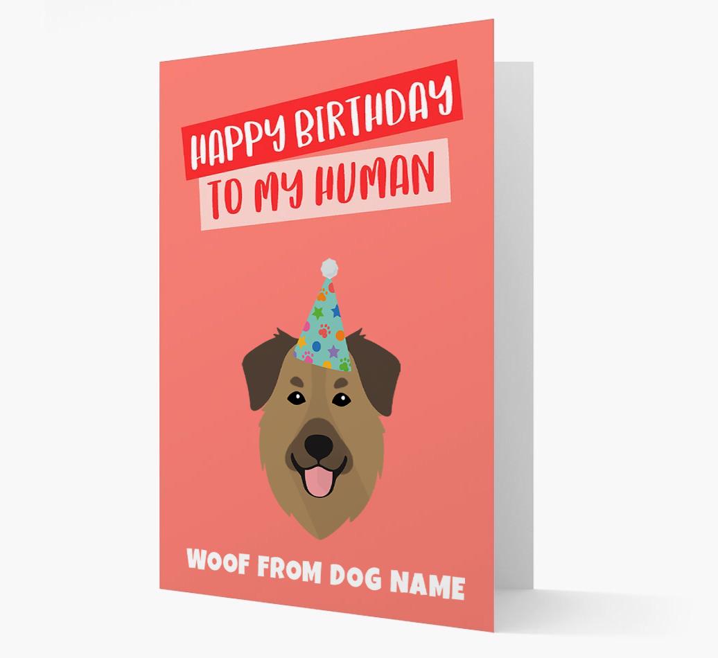 Personalized 'Happy Birthday To My Human' Card with {breedCommonName} Icon